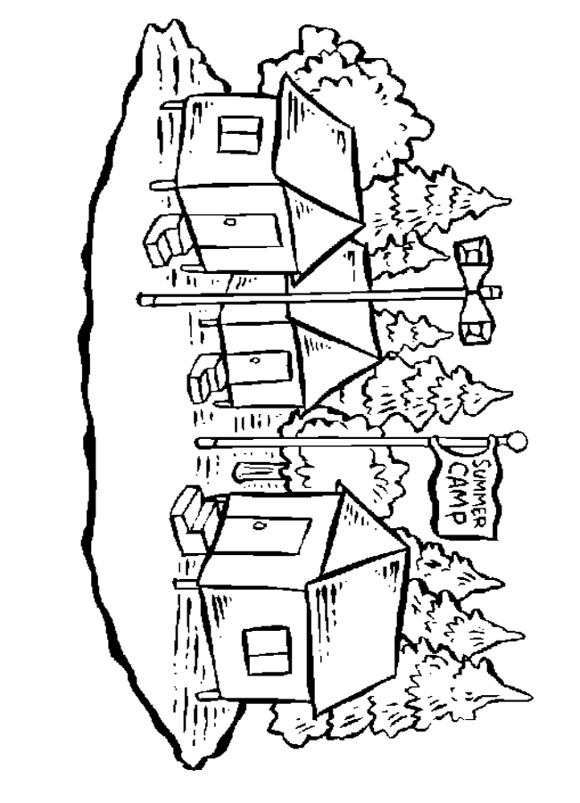 Plansa de colorat cu Camping 90 90